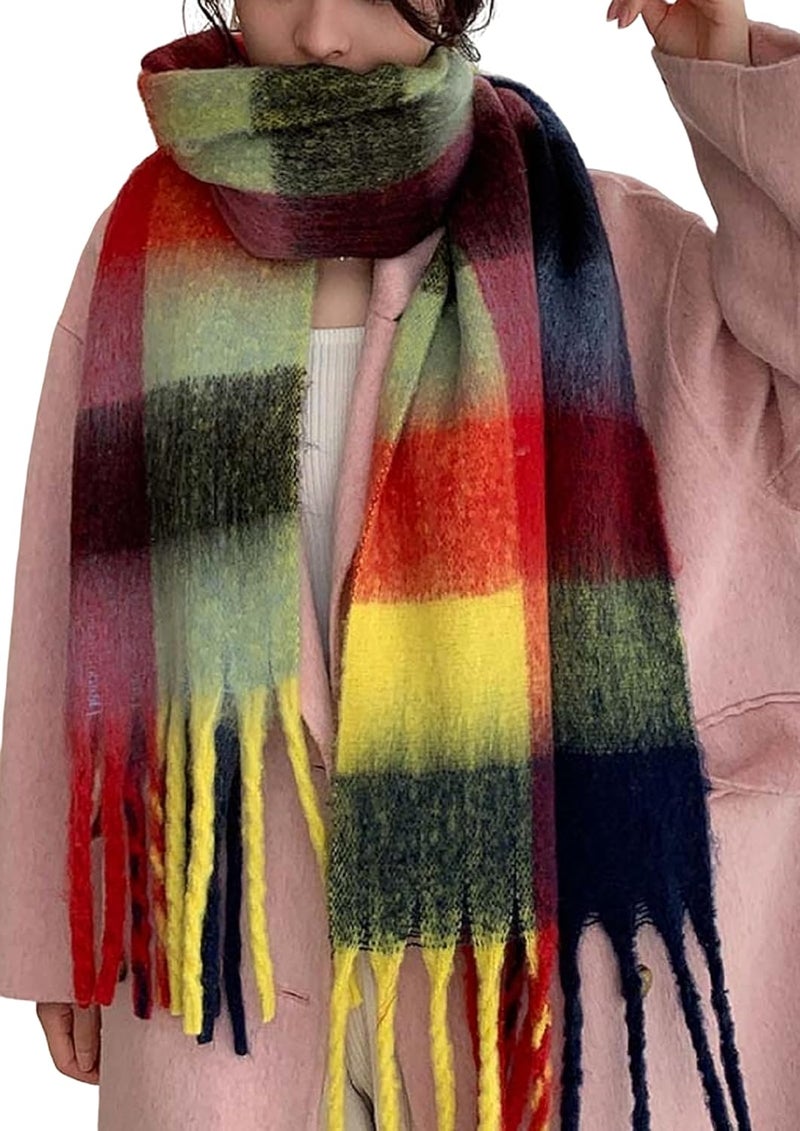 Wander Agio Winter Women Warm Scarf Long Shawl Large Scarves Cold Weather Thick Blanket Scarfs Colorful Plaid - Image 1